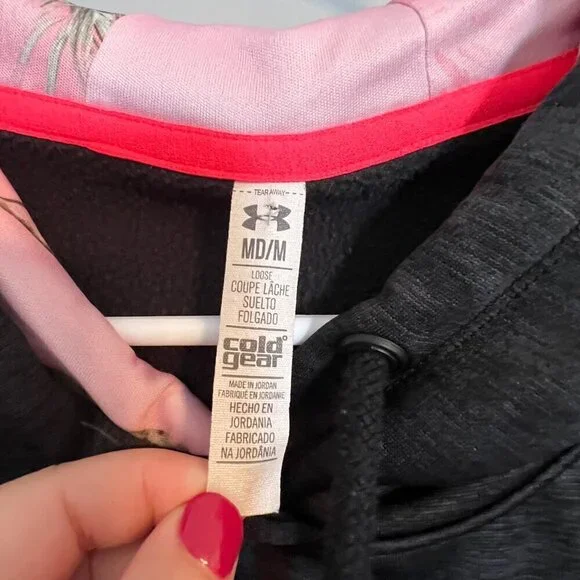 Under Armour Youth Cold Gear Loose Black Realtree Camo Hoodie Sweatshirt Size M - Picture 2 of 5